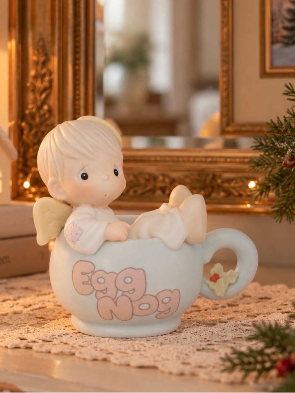 Precious Moments Pastel Egg Nog Angel Mug Figurine